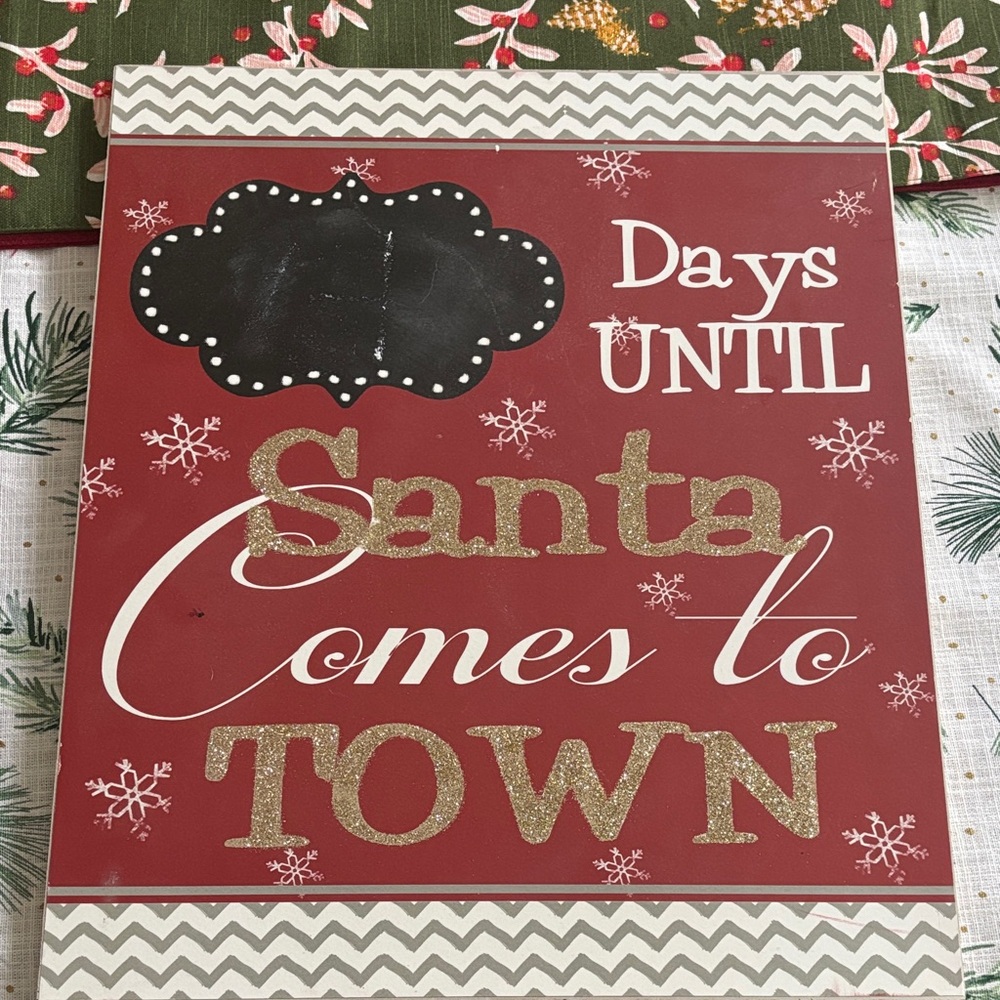 Huntington Home Red and Gold Santa Countdown Sign